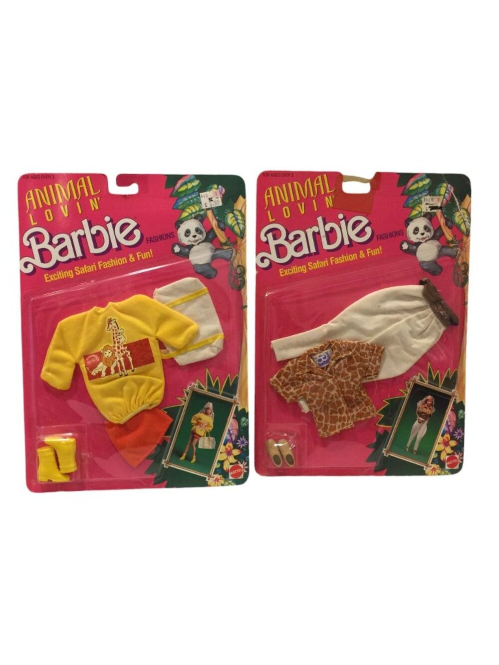 Barbie Animal Lovin' Fashions Safari Lion Giraffe Set Khaki Cheetah Set 1988